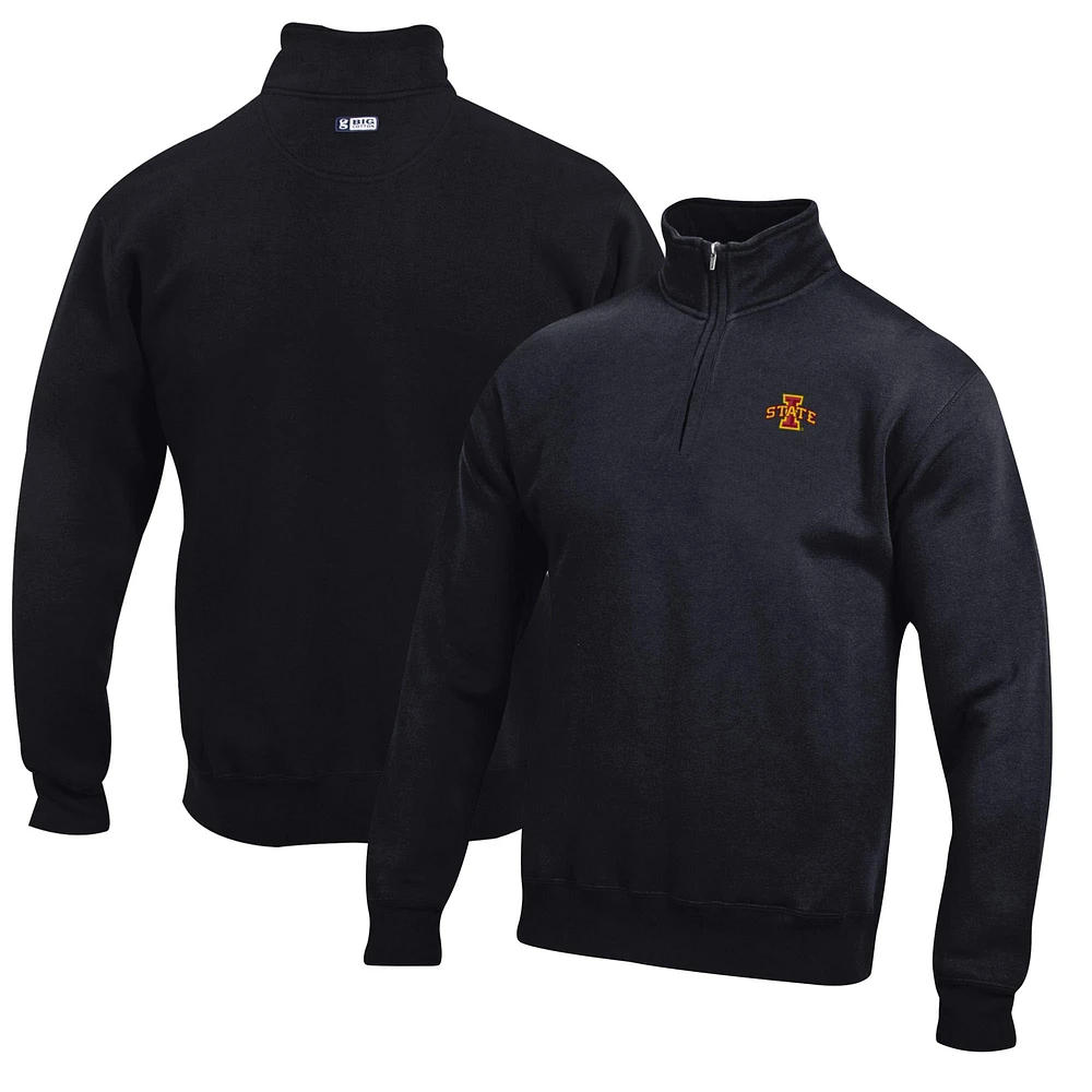 Men's Black Iowa State Cyclones Big Cotton Quarter-Zip Pullover Sweatshirt
