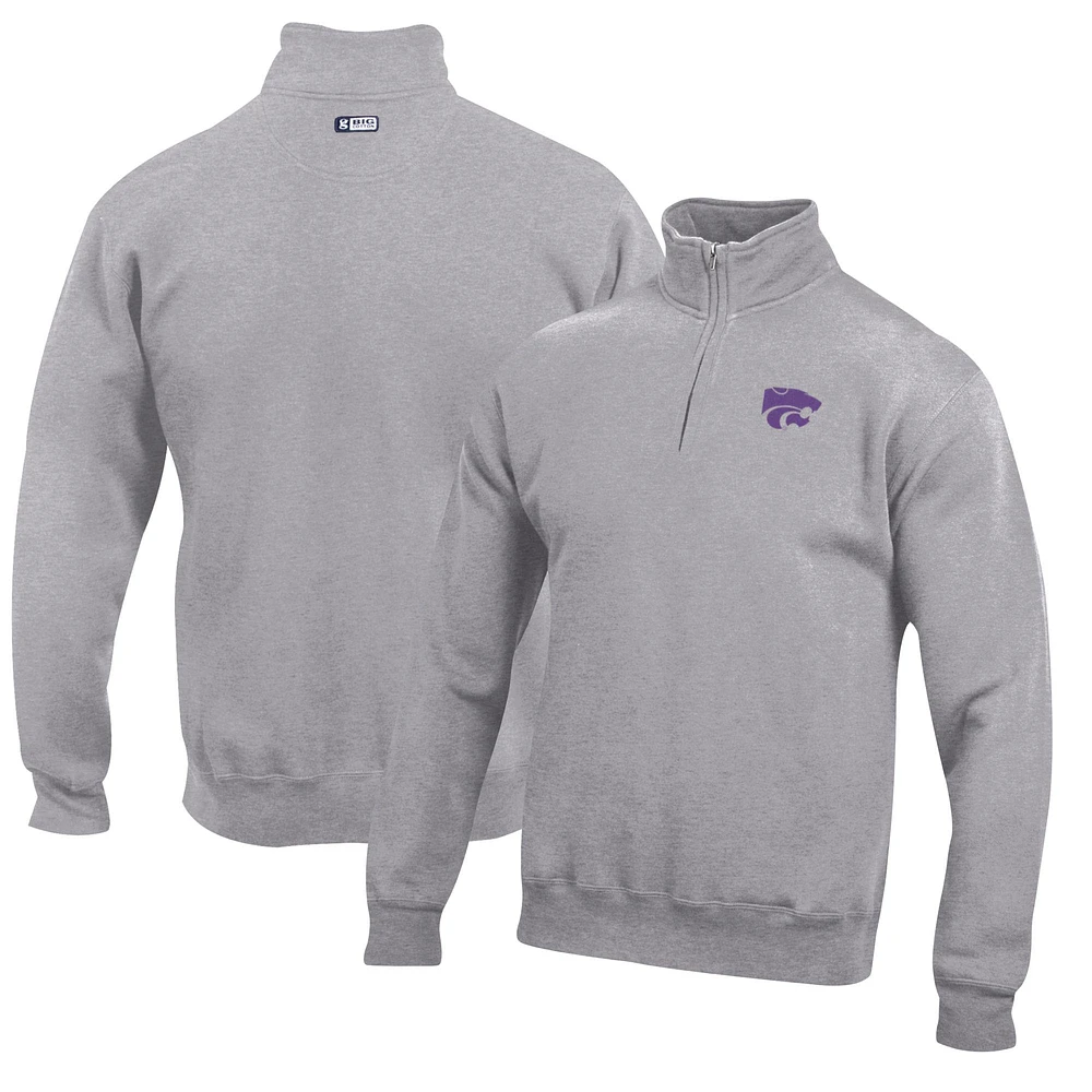 Men's Gray Kansas State Wildcats Big Cotton Quarter-Zip Pullover Sweatshirt