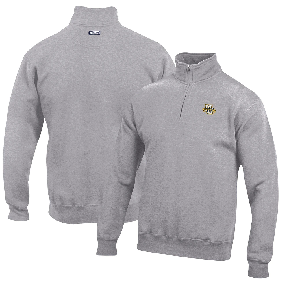 Men's Gray Marquette Golden Eagles Big Cotton Quarter-Zip Pullover Sweatshirt