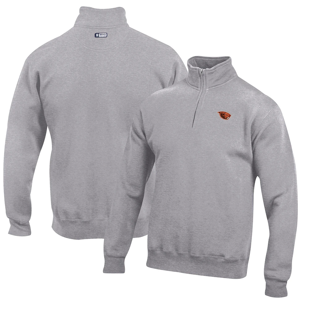 Men's Gray Oregon State Beavers Big Cotton Quarter-Zip Pullover Sweatshirt