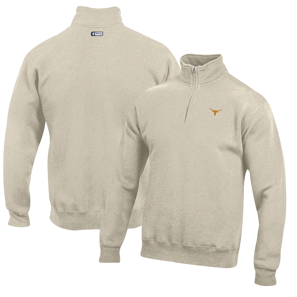 Men's Oatmeal Texas Longhorns Big Cotton Quarter-Zip Pullover Sweatshirt