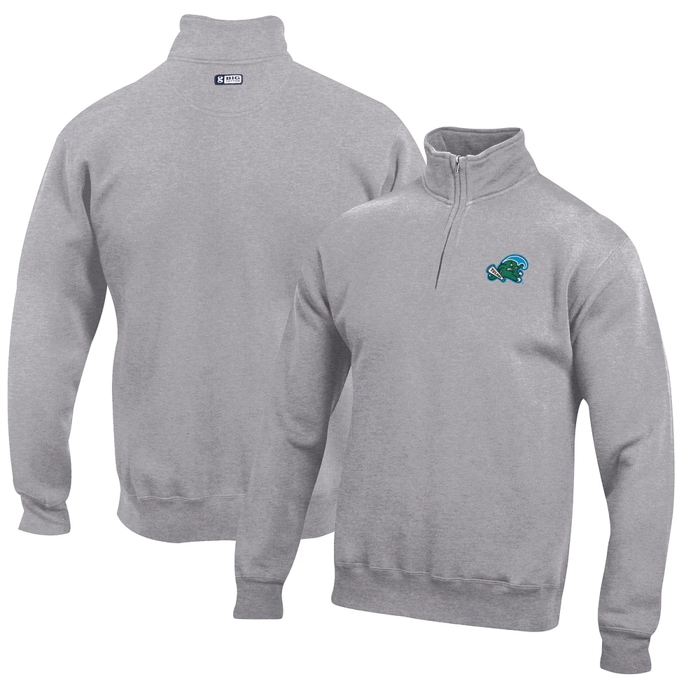 Men's Gray Tulane Green Wave Big Cotton Quarter-Zip Pullover Sweatshirt