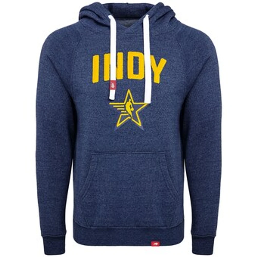 Unisex Sportiqe Heather Navy 2024 NBA All-Star Game Chenille Olsen Tri-Blend Pullover Hoodie