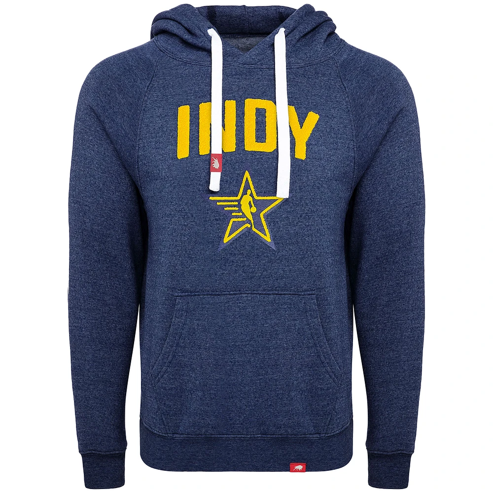 Unisex Sportiqe Heather Navy 2024 NBA All-Star Game Chenille Olsen Tri-Blend Pullover Hoodie