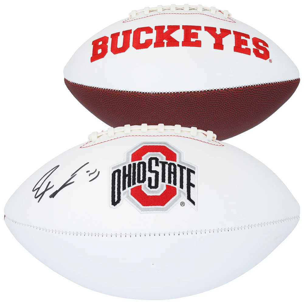 Jaxon Smith-Njigba Ohio State Buckeyes Autographed Rawlings White Panel Football