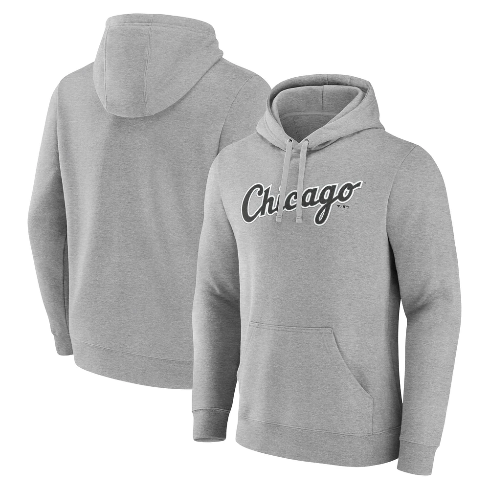 Men's Heather Gray Chicago White Sox Official Wordmark Pullover Hoodie