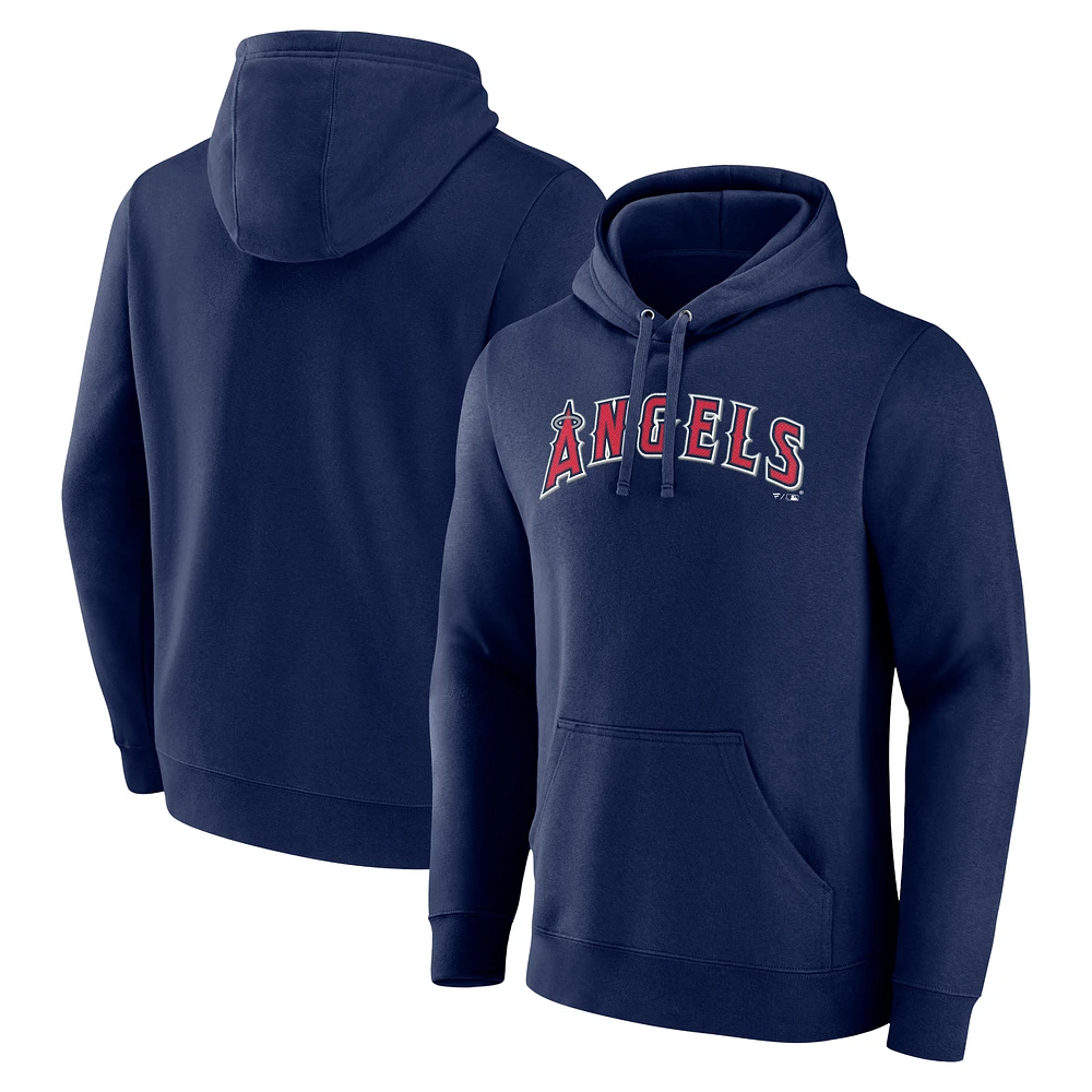 Men's Navy Los Angeles Angels Official Wordmark Pullover Hoodie