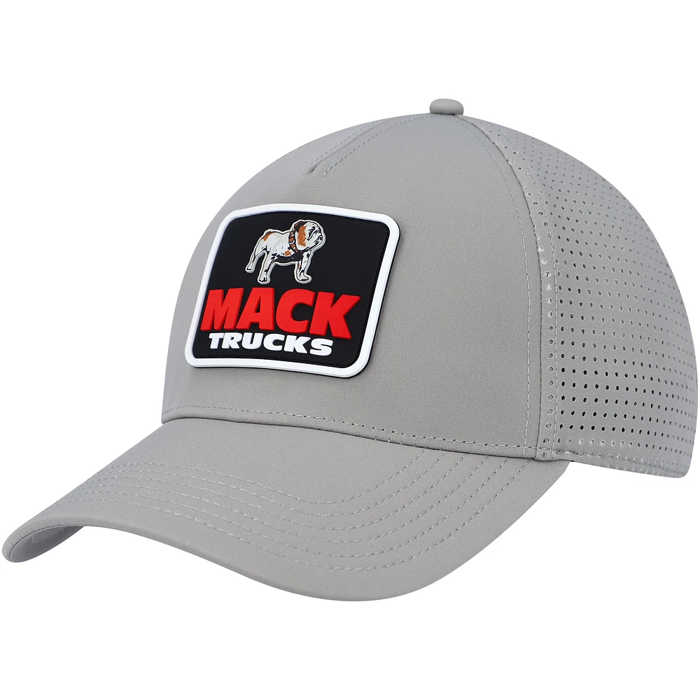 Men's American Needle Gray Mack Trucks Super Tech Valin Trucker Snapback Hat