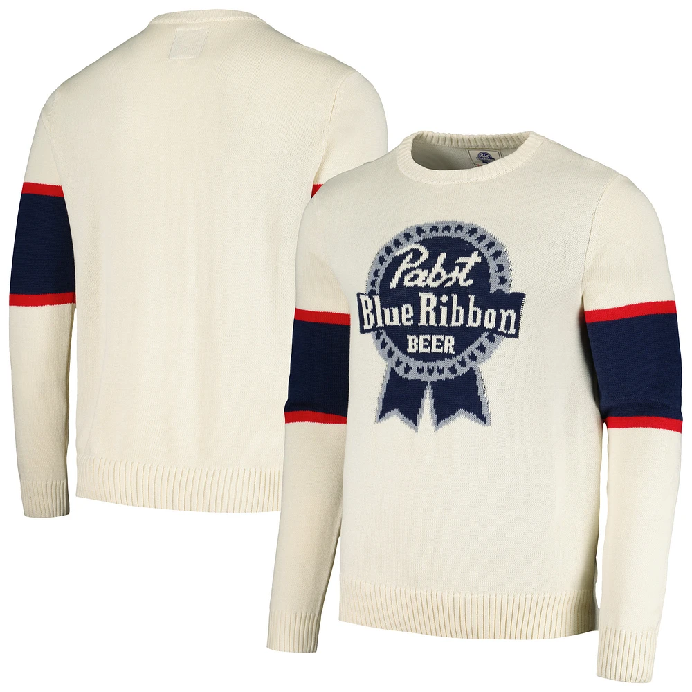Men's American Needle Cream Pabst Blue Ribbon McCallister Pullover Sweater