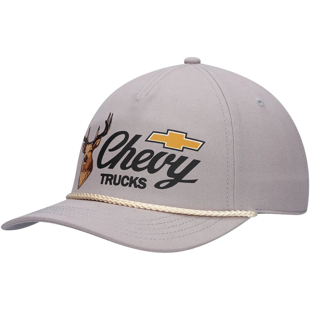 Men's American Needle Gray Chevrolet Canvas Cappy Trucker Adjustable Hat