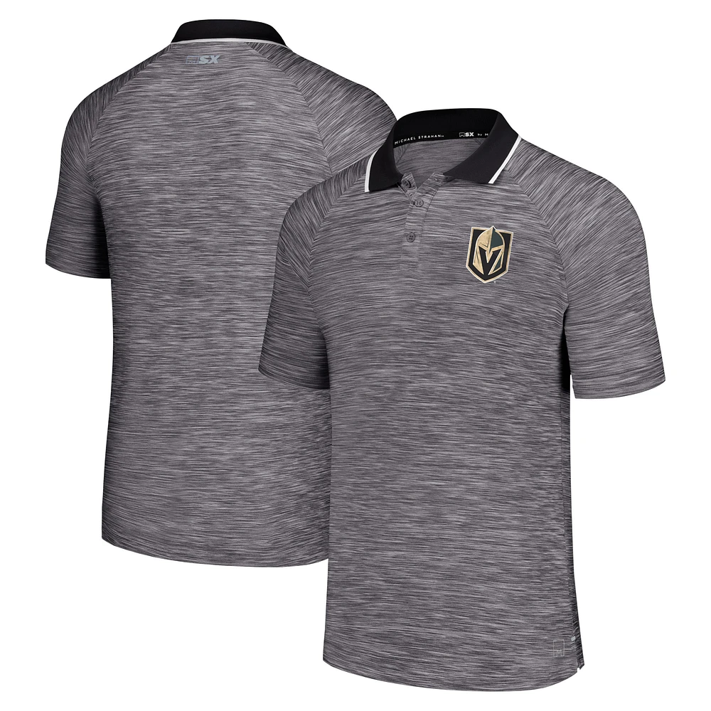 Men's MSX by Michael Strahan Black Vegas Golden Knights Strategy Raglan Polo