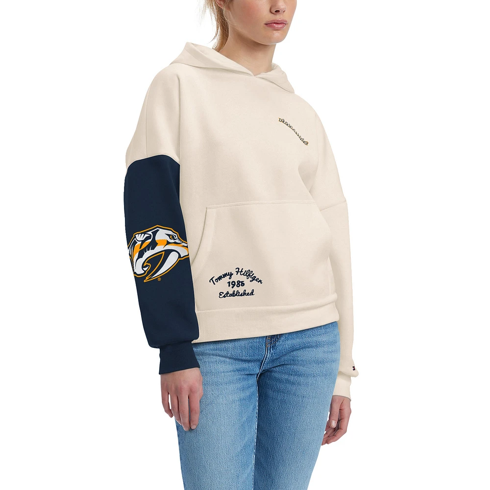Women's Tommy Hilfiger Cream/Navy Nashville Predators Harriet Pullover Hoodie