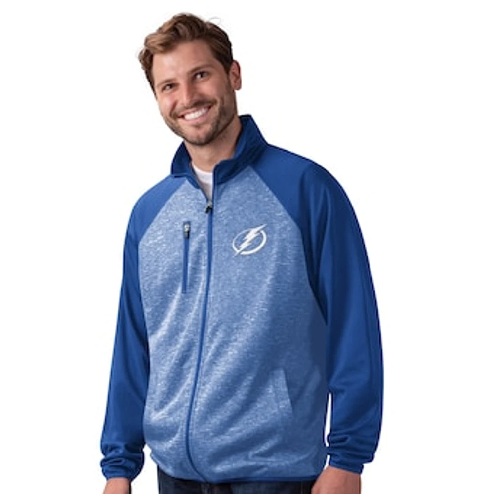 Men's G-III Sports by Carl Banks Blue Tampa Bay Lightning Runners Raglan Full-Zip Track Jacket