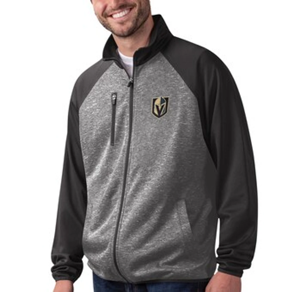 Men's G-III Sports by Carl Banks Black Vegas Golden Knights Runners Raglan Full-Zip Track Jacket