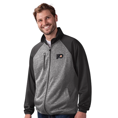 Men's G-III Sports by Carl Banks Black Philadelphia Flyers Runners Raglan Full-Zip Track Jacket