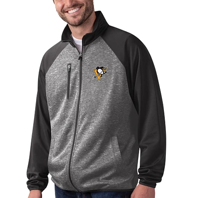 Men's G-III Sports by Carl Banks Black Pittsburgh Penguins Runners Raglan Full-Zip Track Jacket