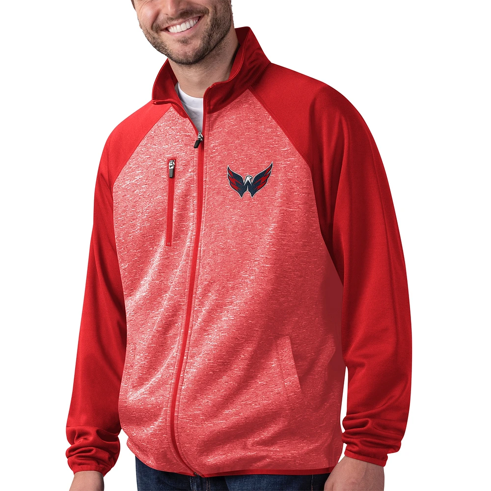 Men's G-III Sports by Carl Banks Red Washington Capitals Runners Raglan Full-Zip Track Jacket