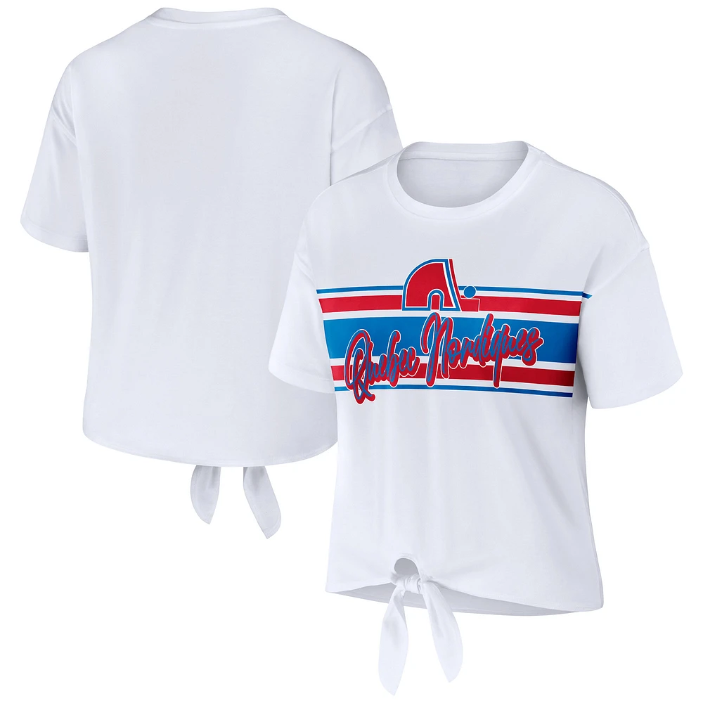 Women's WEAR by Erin Andrews White Colorado Avalanche Front Knot T-Shirt