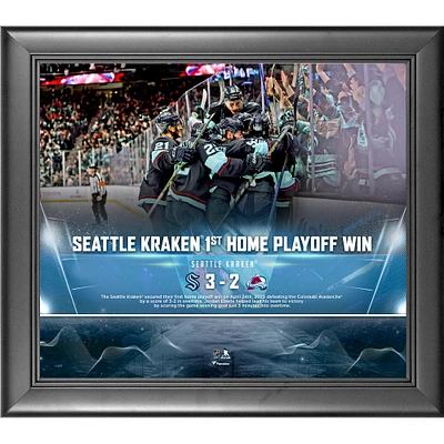 Seattle Kraken Framed 15" x 17" First Home Playoff Win Collage
