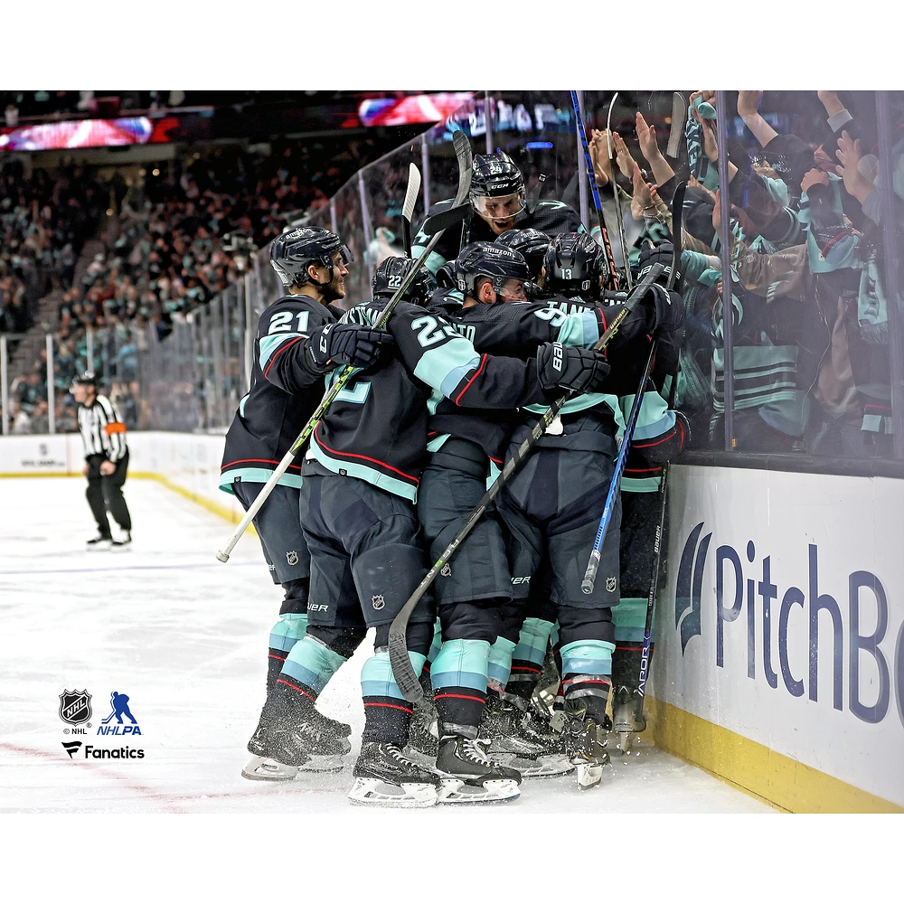 Seattle Kraken Unsigned First Home Playoff Win Celebration Photograph