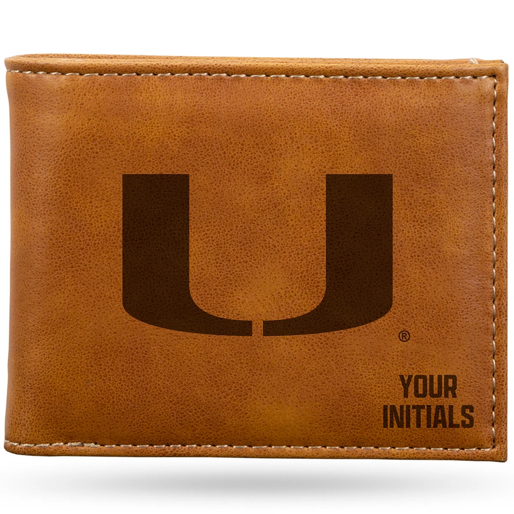 Brown Miami Hurricanes Personalized Billfold Wallet