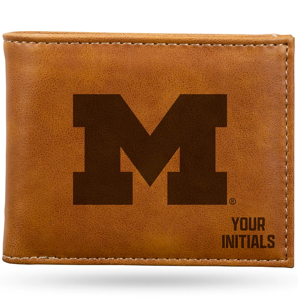 Brown Michigan Wolverines Personalized Billfold Wallet