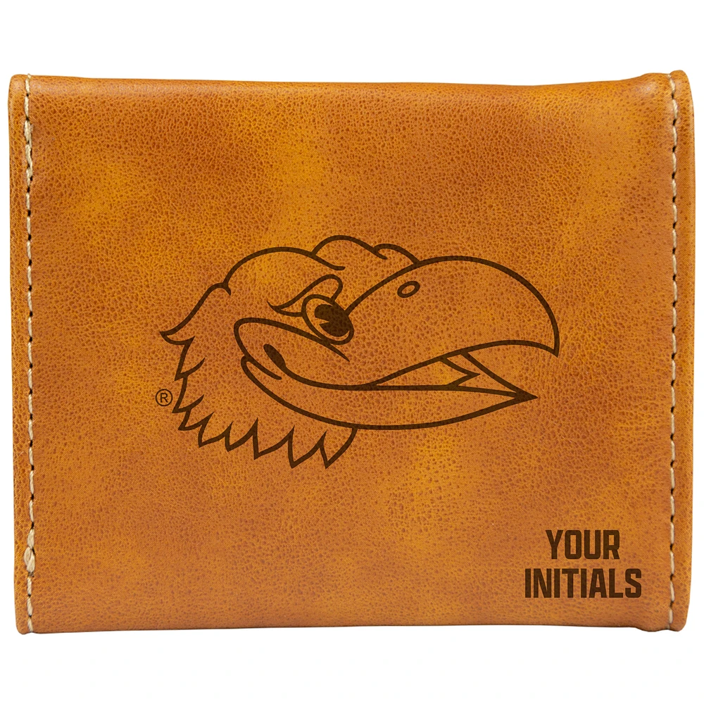 Brown Kansas Jayhawks Personalized Trifold Wallet