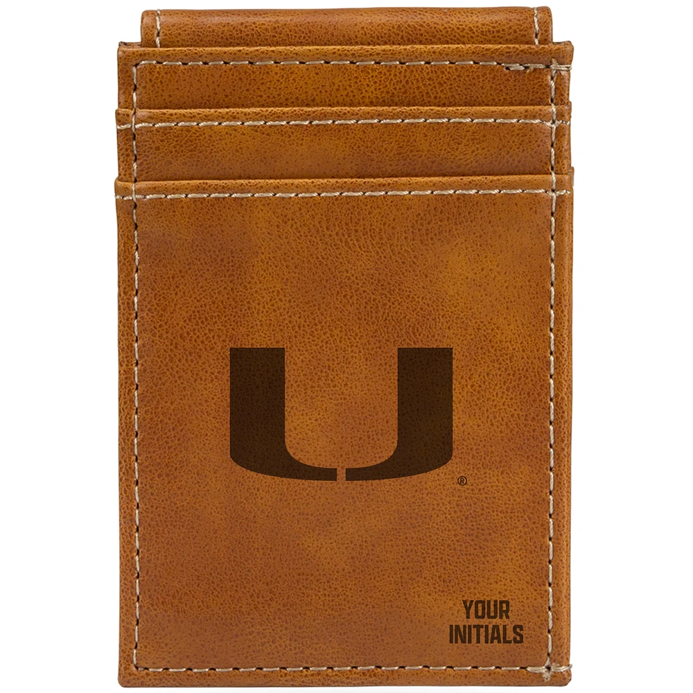 Brown Miami Hurricanes Personalized Front Pocket Wallet