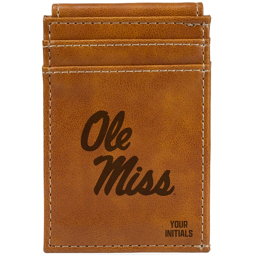 Brown Ole Miss Rebels Personalized Front Pocket Wallet