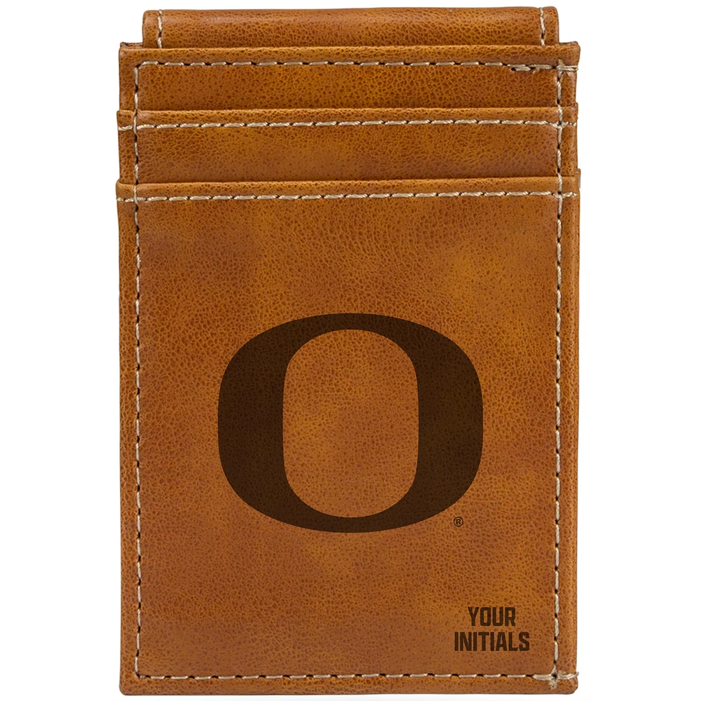 Brown Oregon Ducks Personalized Front Pocket Wallet