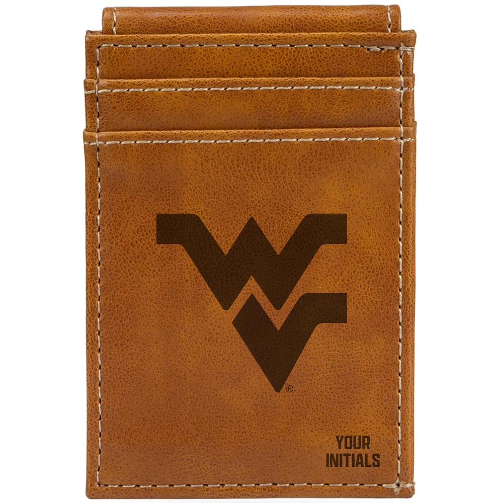 Brown West Virginia Mountaineers Personalized Front Pocket Wallet
