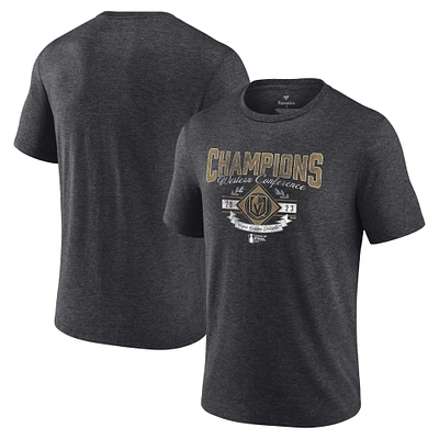 Men's Fanatics Heather Charcoal Vegas Golden Knights 2023 Western Conference Champions Icing Tri-Blend T-Shirt
