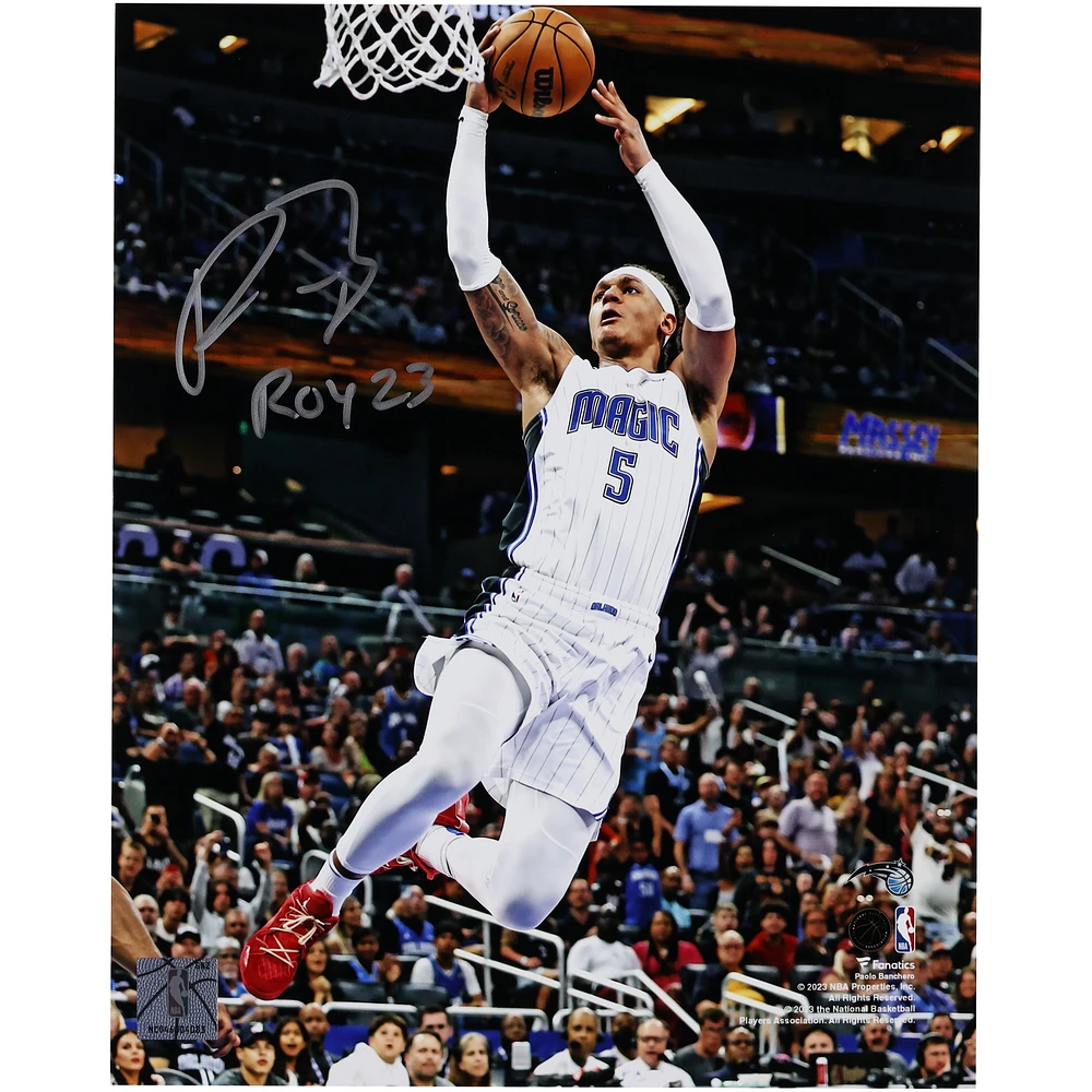 Paolo Banchero Orlando Magic Autographed 8" x 10" Layup in White Photograph with "ROY 23" Inscription