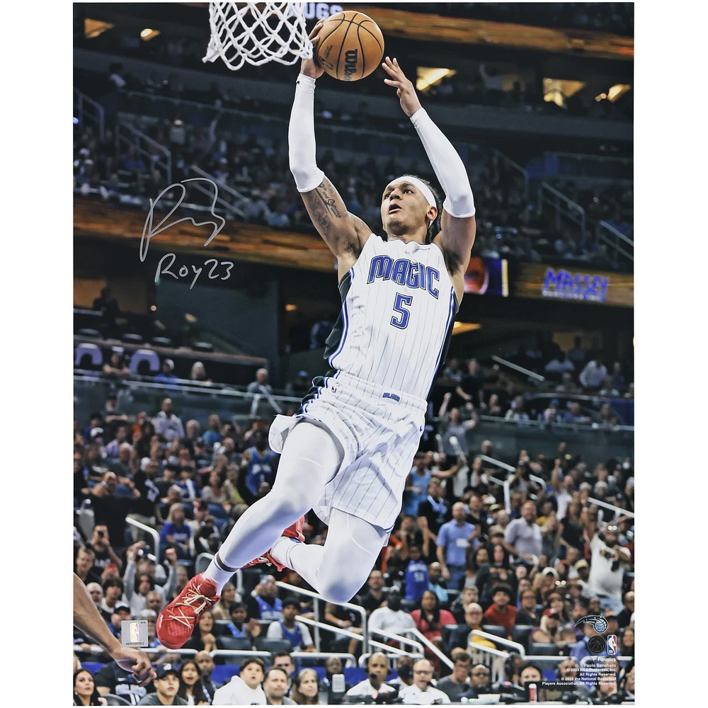 Paolo Banchero Orlando Magic Autographed 16" x 20" Layup in White Photograph with "ROY 23" Inscription