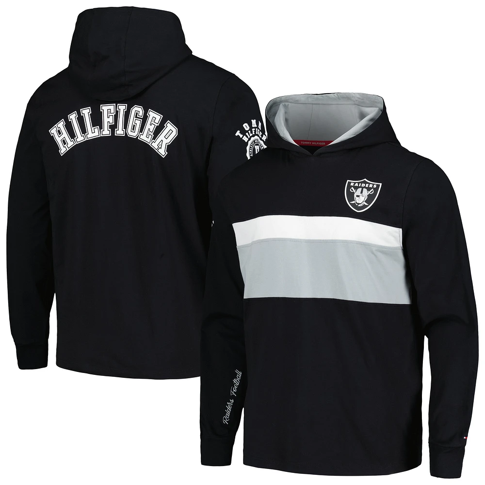 Men's Tommy Hilfiger Black Las Vegas Raiders Morgan Long Sleeve Hoodie T-Shirt