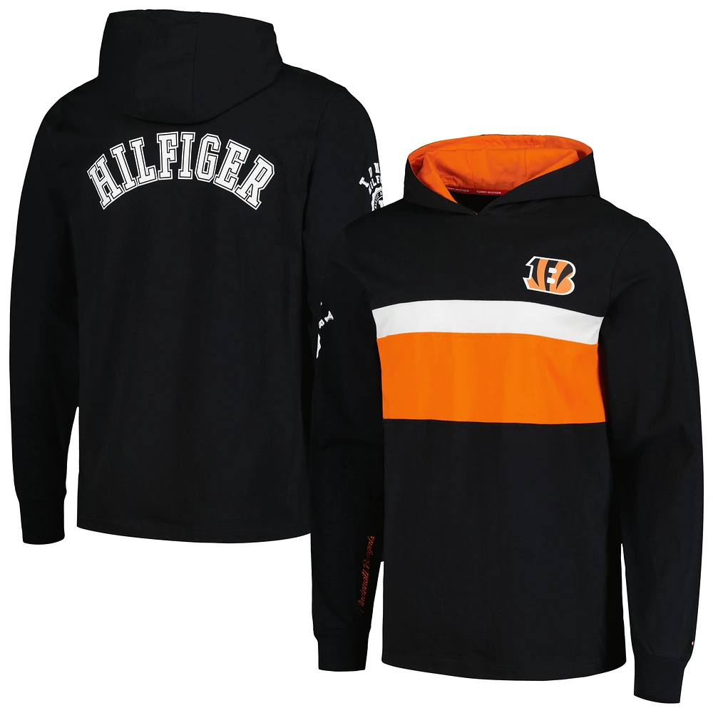 Men's Tommy Hilfiger Black Cincinnati Bengals Morgan Long Sleeve Hoodie T-Shirt