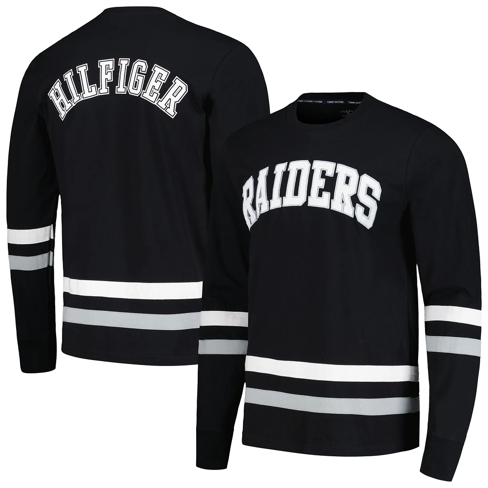 Men's Tommy Hilfiger Black/Silver Las Vegas Raiders Nolan Long Sleeve T-Shirt