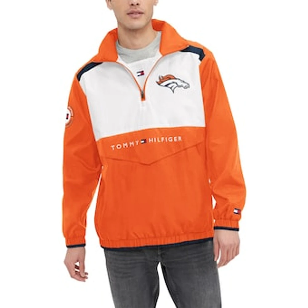Men's Tommy Hilfiger Orange/White Denver Broncos Carter Half-Zip Hooded Top