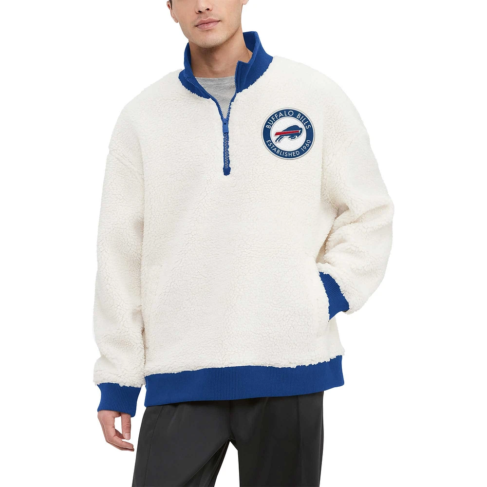 Men's Tommy Hilfiger Cream Buffalo Bills Jordan Sherpa Quarter-Zip Sweatshirt