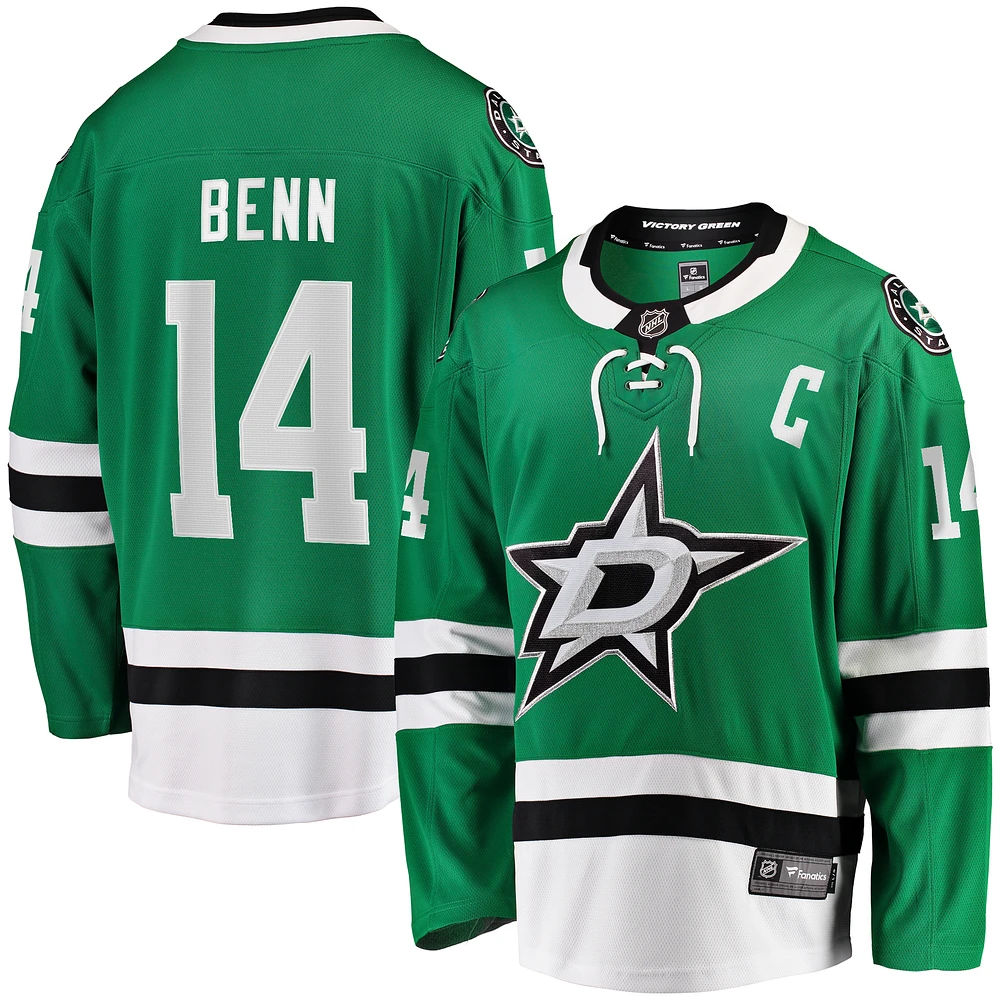 Men's Fanatics Jamie Benn Kelly Green Dallas Stars Captain Patch Home Breakaway Jersey