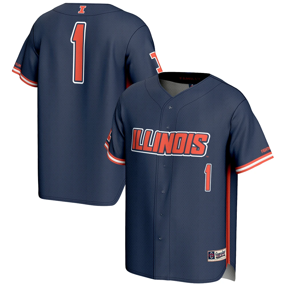 Youth GameDay Greats #1 Navy Illinois Fighting Illini Lightweight Baseball Jersey
