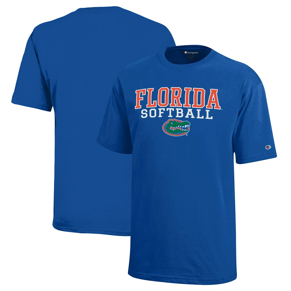 Youth Champion Royal Florida Gators Stacked Logo Softball T-Shirt