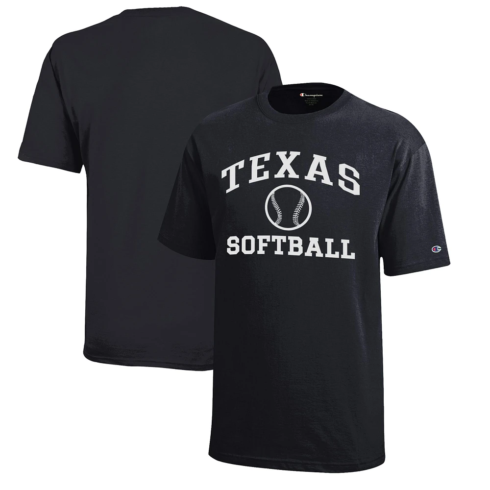 Youth Champion Black Texas Longhorns Icon Logo Softball T-Shirt