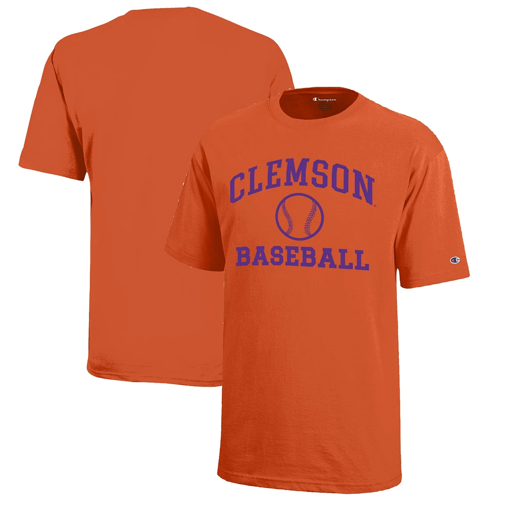 Youth Champion Orange Clemson Tigers Icon Logo Baseball T-Shirt