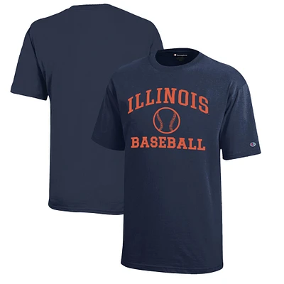 Youth Champion Navy Illinois Fighting Illini Icon Logo Baseball T-Shirt