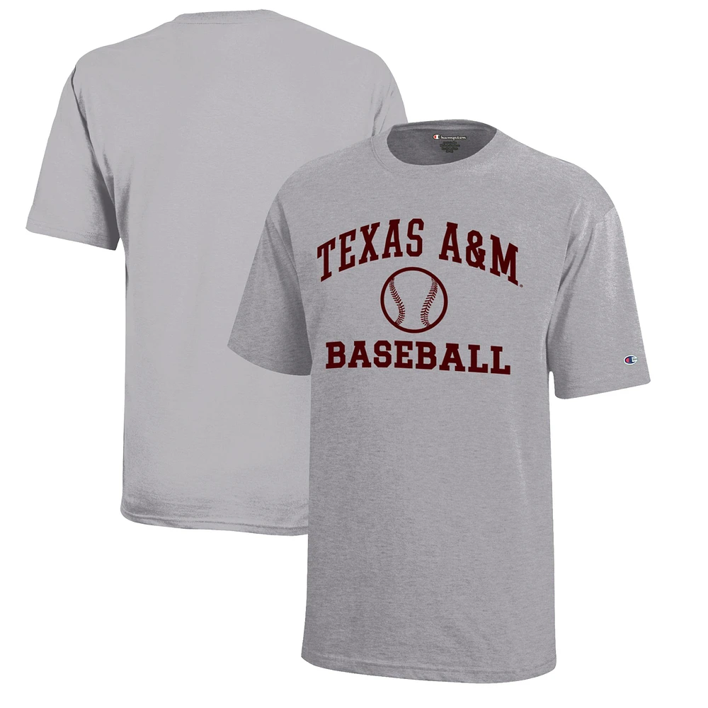 Youth Champion Gray Texas A&M Aggies Icon Logo Baseball T-Shirt