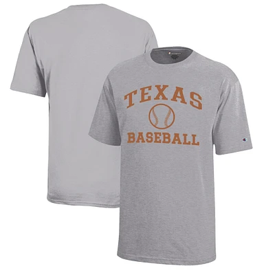 Youth Champion Gray Texas Longhorns Icon Logo Baseball T-Shirt