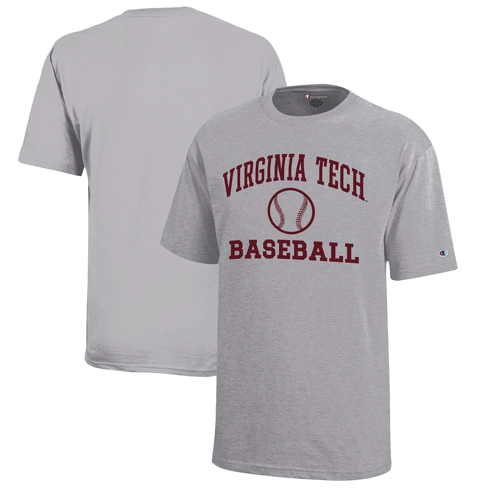 Youth Champion Gray Virginia Tech Hokies Icon Logo Baseball T-Shirt