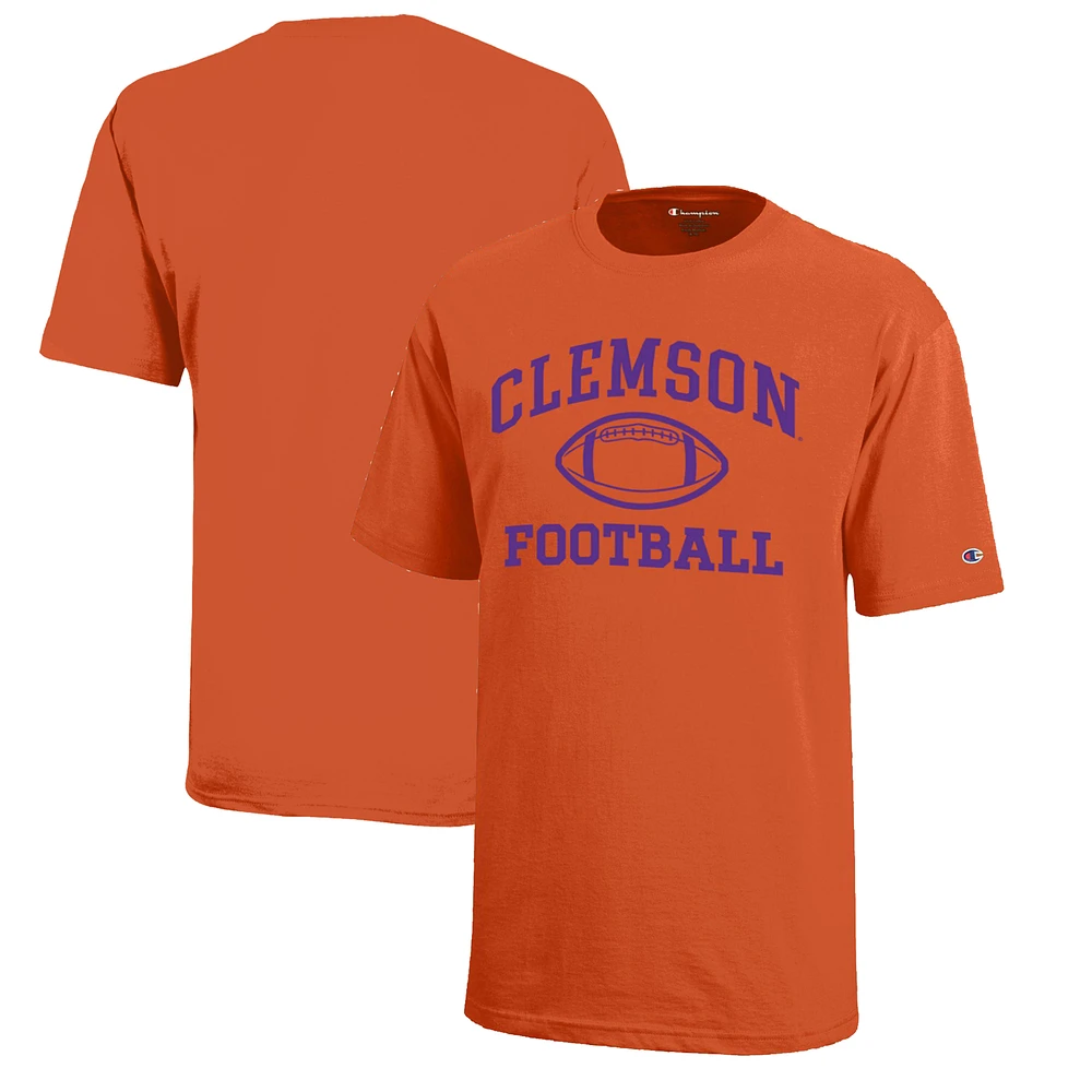 Youth Champion Orange Clemson Tigers Icon Logo Football T-Shirt