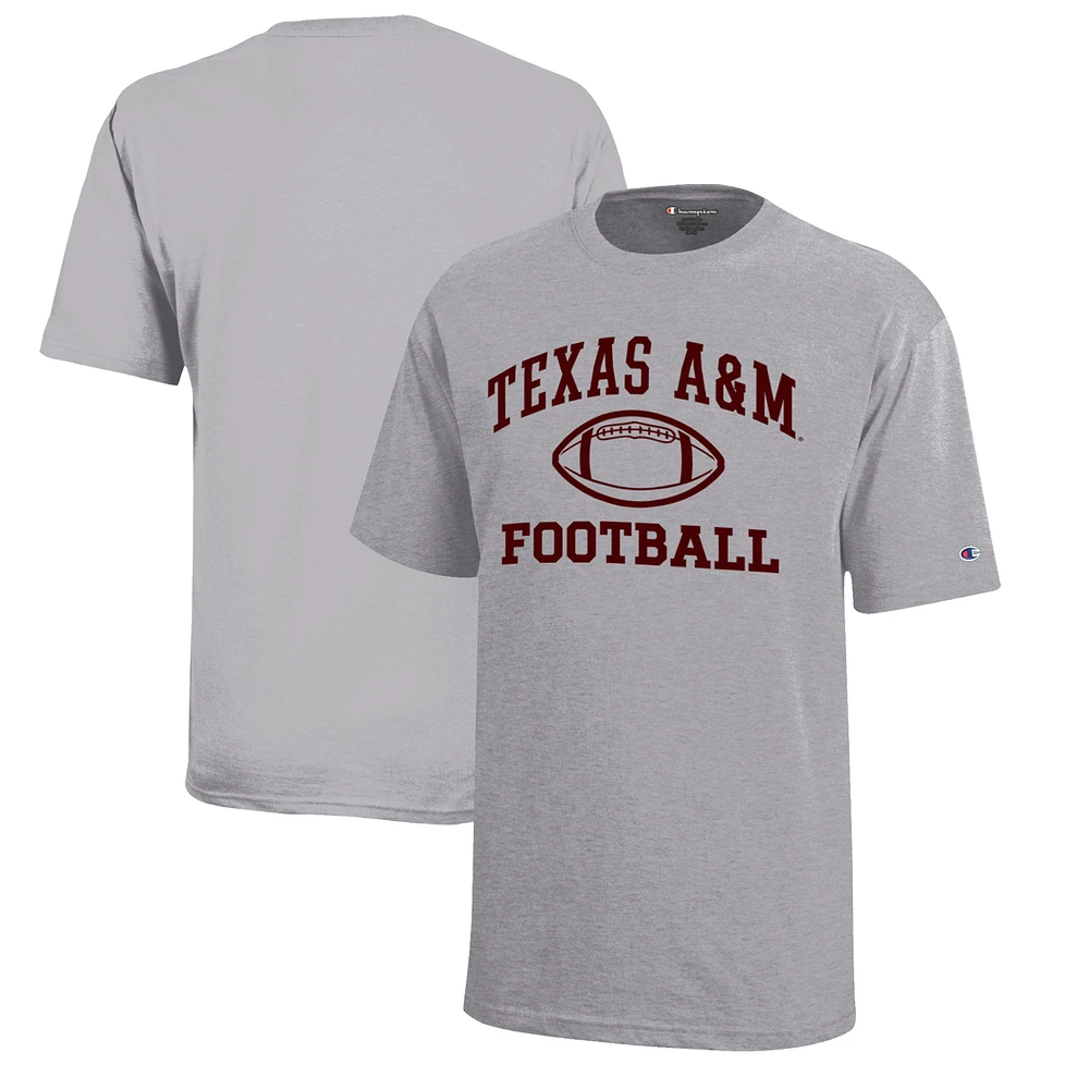 Youth Champion Gray Texas A&M Aggies Icon Logo Football T-Shirt